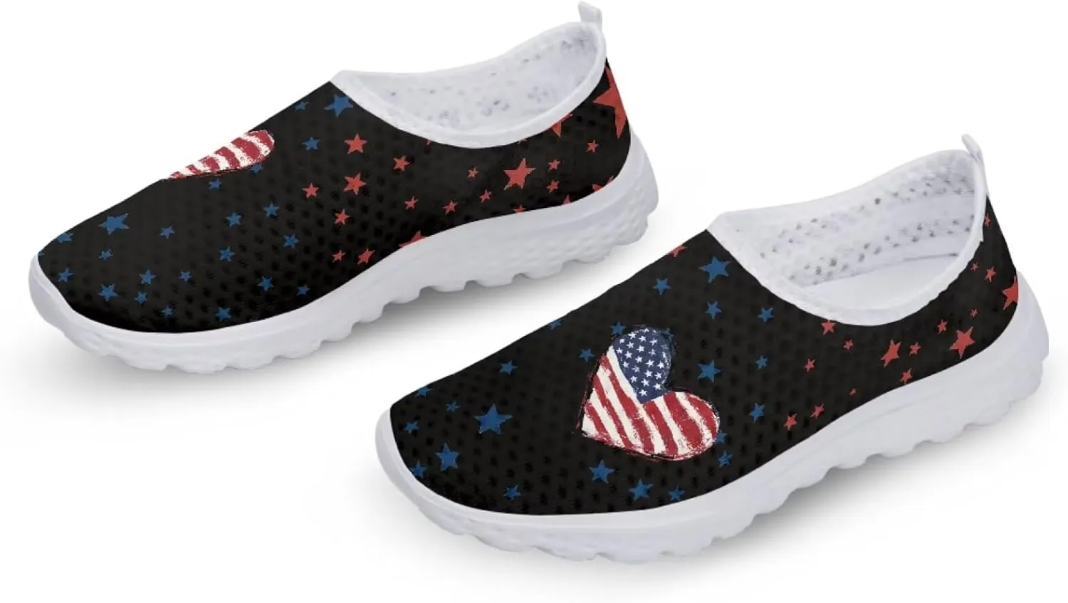 Jeiento Flag Sneakers for Women Patriotic Running Shoes Sport Walking Tennis Sneakers Athletic Shoes