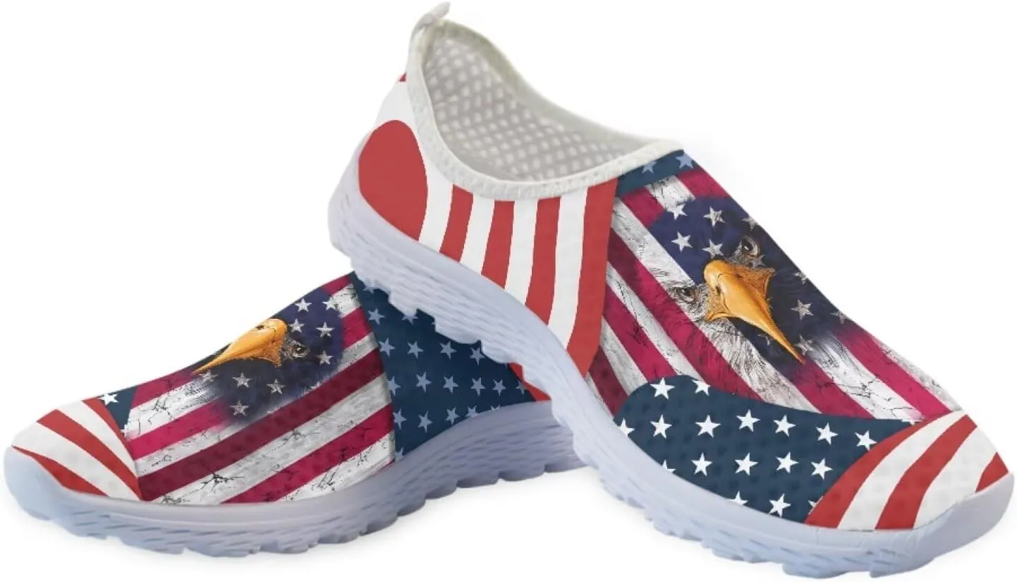 Jeiento Flag Sneakers for Women Patriotic Running Shoes Sport Walking Tennis Sneakers Athletic Shoes