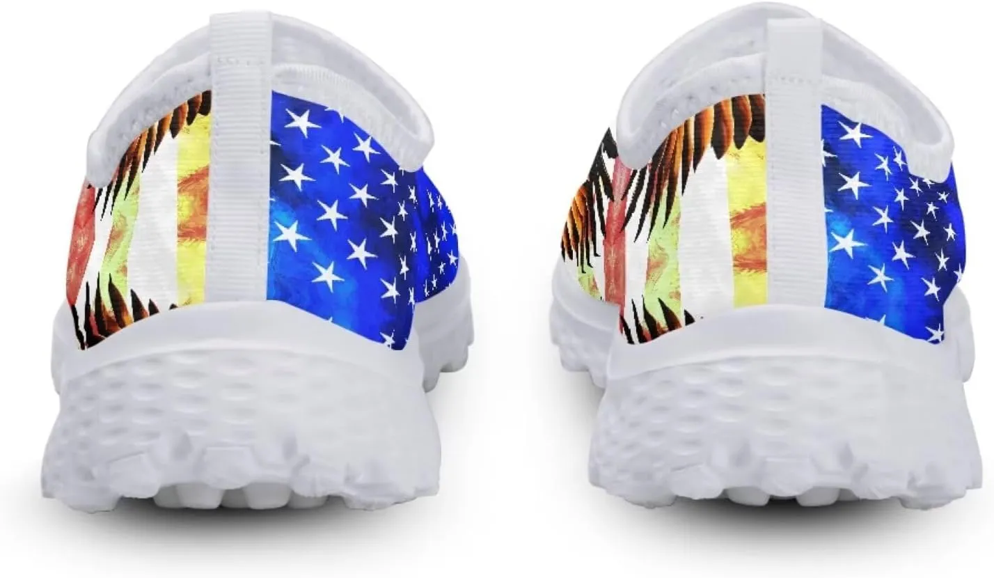 Jeiento Flag Sneakers for Women Patriotic Running Shoes Sport Walking Tennis Sneakers Athletic Shoes