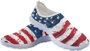 Jeiento Flag Sneakers for Women Patriotic Running Shoes Sport Walking Tennis Sneakers Athletic Shoes
