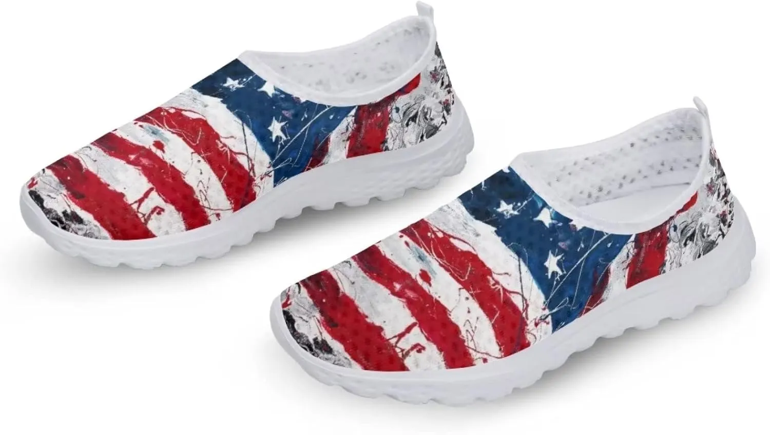 Jeiento Flag Sneakers for Women Patriotic Running Shoes Sport Walking Tennis Sneakers Athletic Shoes