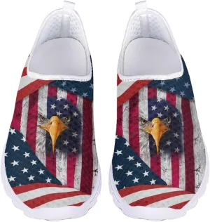 Jeiento Flag Sneakers for Women Patriotic Running Shoes Sport Walking Tennis Sneakers Athletic Shoes