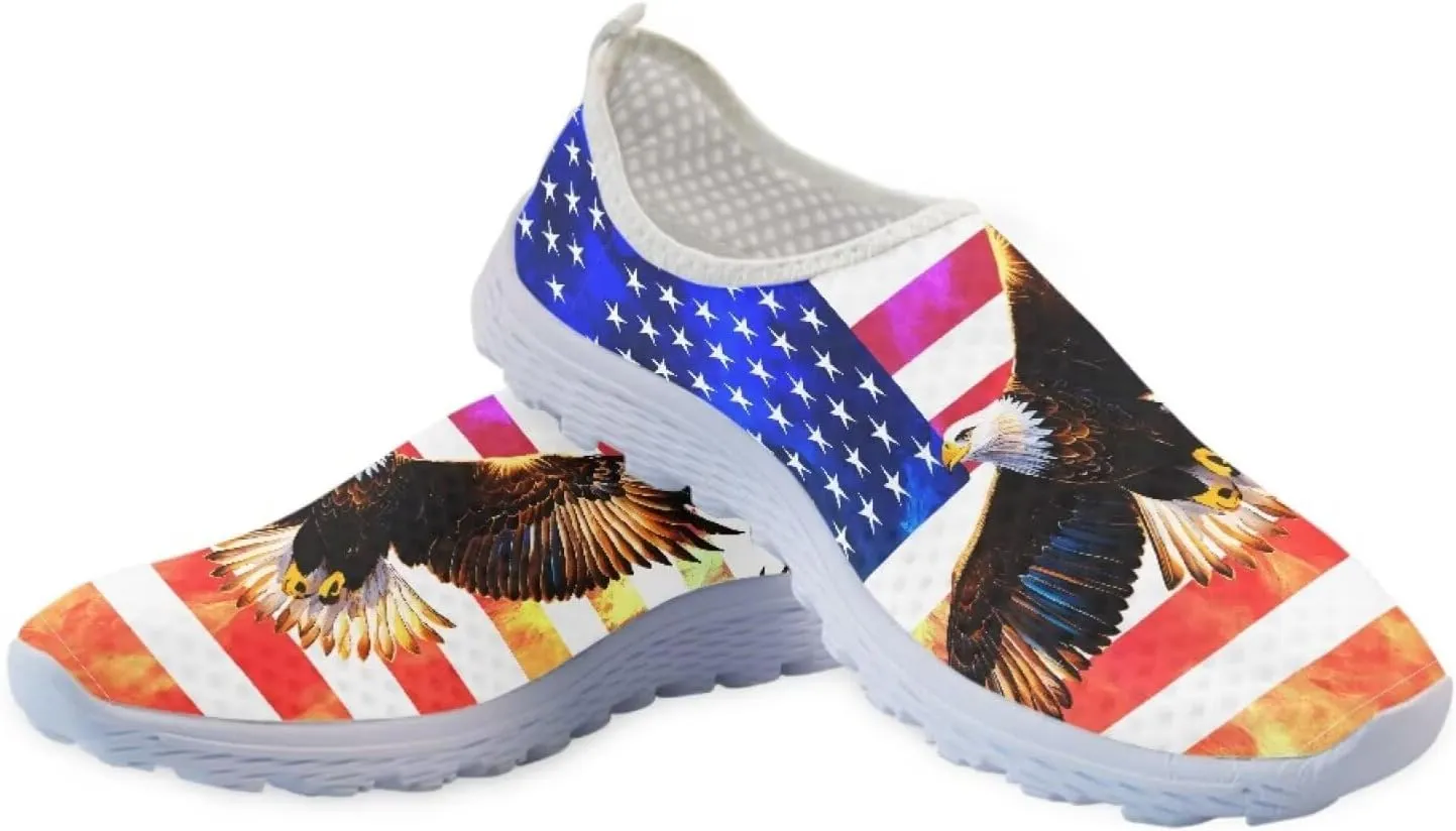 Jeiento Flag Sneakers for Women Patriotic Running Shoes Sport Walking Tennis Sneakers Athletic Shoes