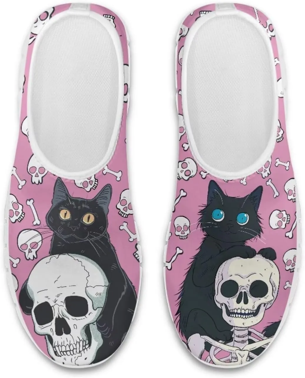 Jeiento Gothic Skull Slip On Shoes for Women Cozy Walking Shoes Fashion Travel Shoes