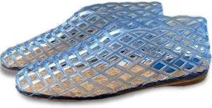 Jelly Mesh Ballet Flats for Women Clear Hollow Jelly Shoes Sandals Round Toe Non-Slip Beach Ballerina Jellies Flats Shoes