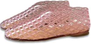 Jelly Mesh Ballet Flats for Women Clear Hollow Jelly Shoes Sandals Round Toe Non-Slip Beach Ballerina Jellies Flats Shoes
