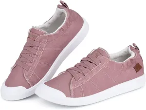 JENN ARDOR Slip-on Canvas Fashion Sneakers for Womens Comfortable Casual Walking Flats Elastic Stylish Cute Lightweight Shoes