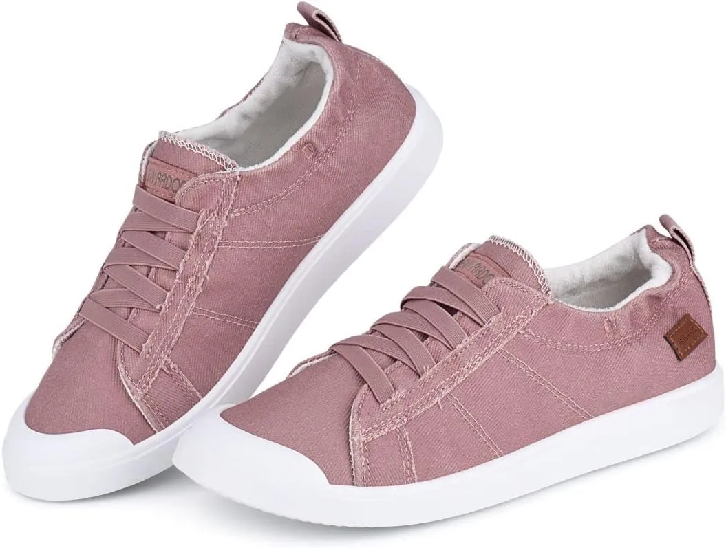 JENN ARDOR Slip-on Canvas Fashion Sneakers for Womens Comfortable Casual Walking Flats Elastic Stylish Cute Lightweight Shoes