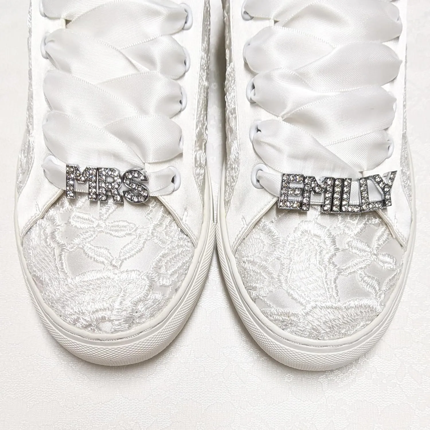 JIAJIA 8833 Wedding Shoes Bridal Sneakers Flats Bride Tennis Shoes Lace Sneakers - Personalized Customization Available