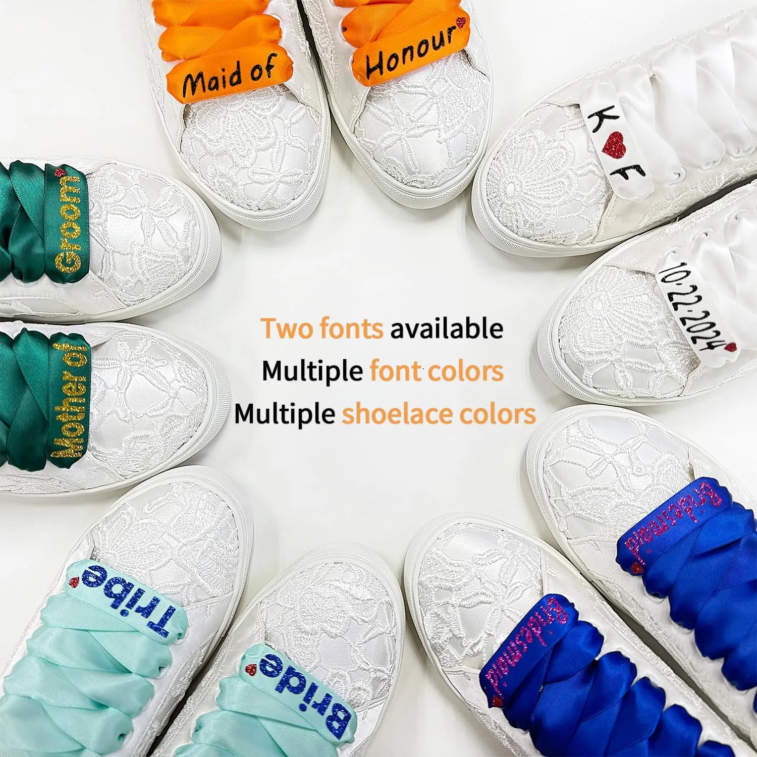 JIAJIA 8833 Wedding Shoes Bridal Sneakers Flats Bride Tennis Shoes Lace Sneakers - Personalized Customization Available
