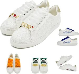 JIAJIA 8833 Wedding Shoes Bridal Sneakers Flats Bride Tennis Shoes Lace Sneakers - Personalized Customization Available