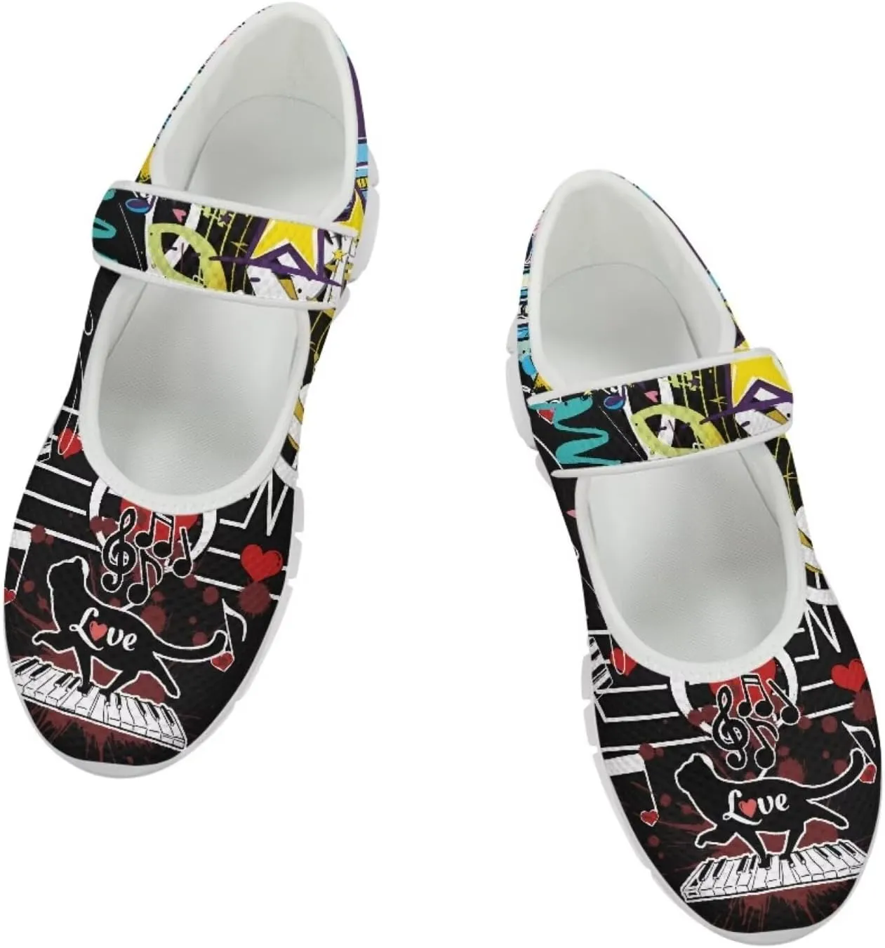 JoyLamoria Aztec Running Horse Walking Shoes Stylish Strap Mary Jane Shoes Adjustable Barefoot Shoes Womens US 4-9