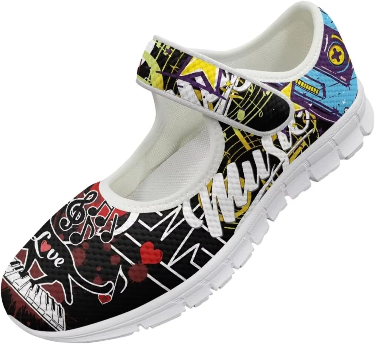 JoyLamoria Aztec Running Horse Walking Shoes Stylish Strap Mary Jane Shoes Adjustable Barefoot Shoes Womens US 4-9