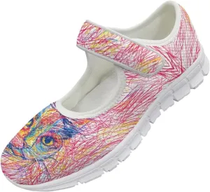 JoyLamoria Aztec Running Horse Walking Shoes Stylish Strap Mary Jane Shoes Adjustable Barefoot Shoes Womens US 4-9