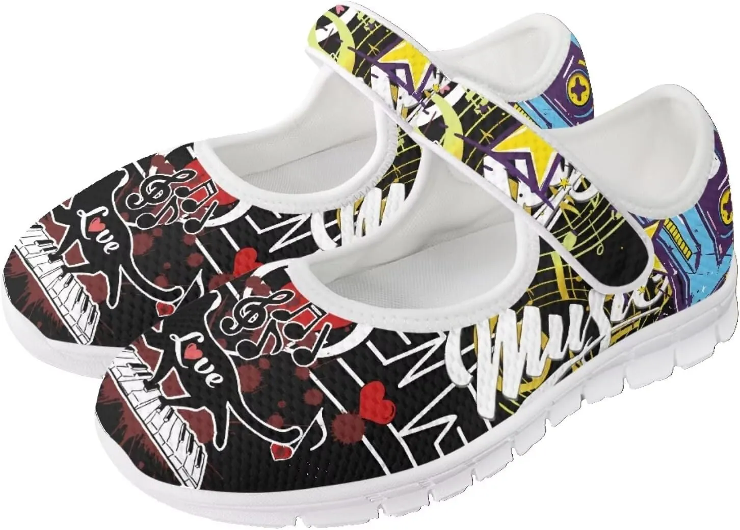 JoyLamoria Aztec Running Horse Walking Shoes Stylish Strap Mary Jane Shoes Adjustable Barefoot Shoes Womens US 4-9