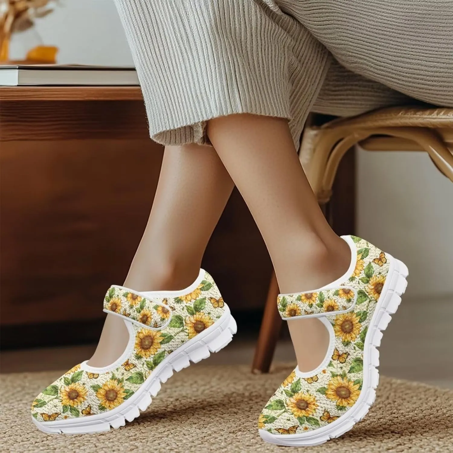 JoyLamoria Sloth Travel Mary Jane Low Top Party Sneakers Womens Adjustable Walking Shoes Indoor Outdoor Home Slippers