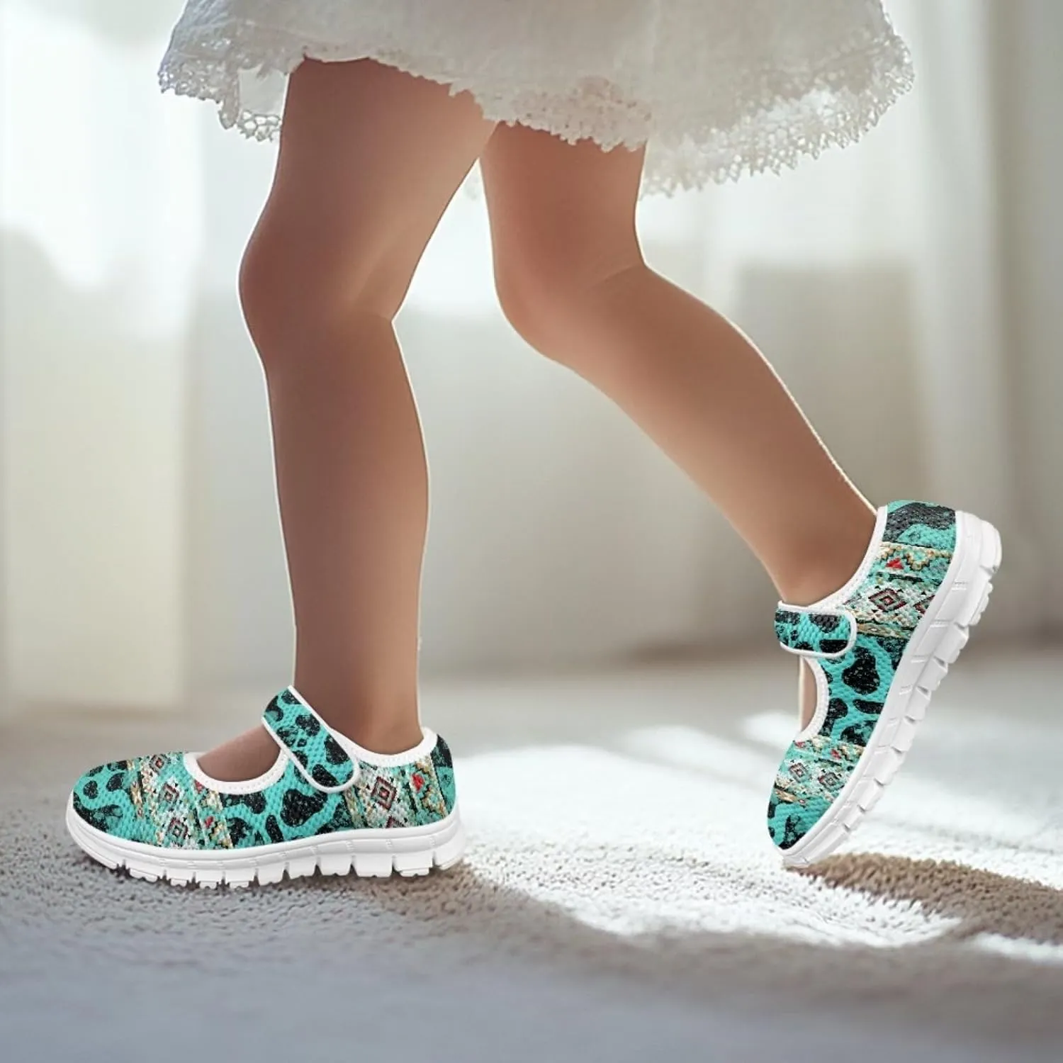 JoyLamoria White Cow Print Toddler Girls Mary Jane Shoes Girls Cute Ballet Dress Shoes School Uniform Flats Sneakers for Kids
