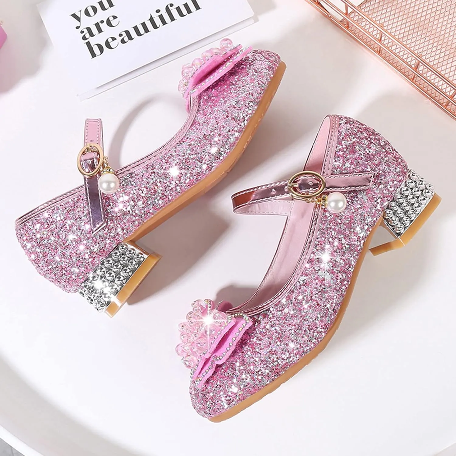 Kids Moccasins Slippers Toddler Little Kid Girls Dress Pumps Glitter Sequins Princess Toddler Shoes Size 7