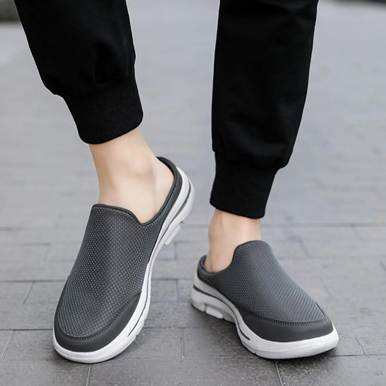 Kubbon Slip On Mules & Clogs for Womens Mens Breathable Mesh Walking Mules Sneakers Backless Hiking Shoes for Traveling Closed Toe Slippers