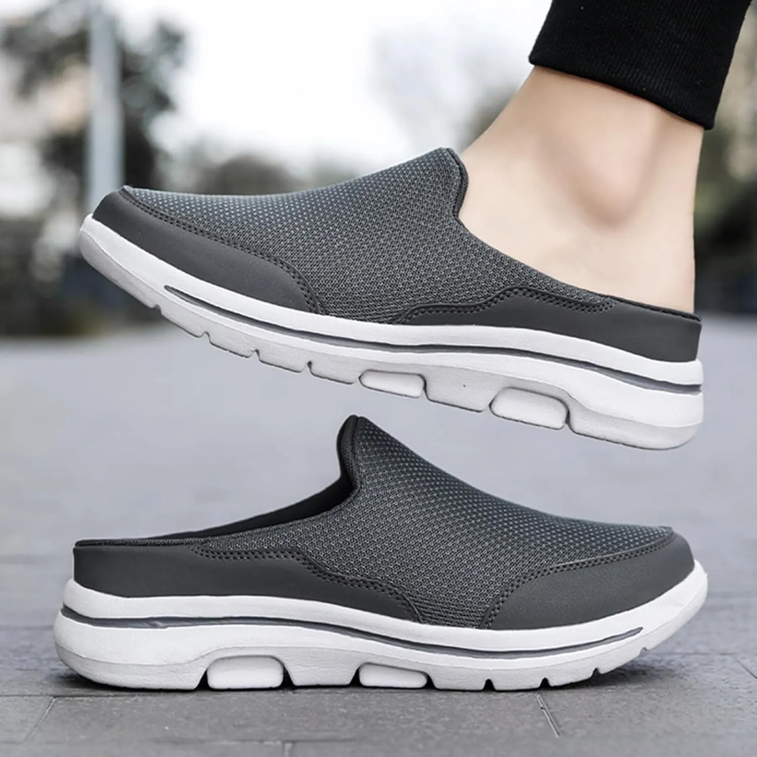 Kubbon Slip On Mules & Clogs for Womens Mens Breathable Mesh Walking Mules Sneakers Backless Hiking Shoes for Traveling Closed Toe Slippers