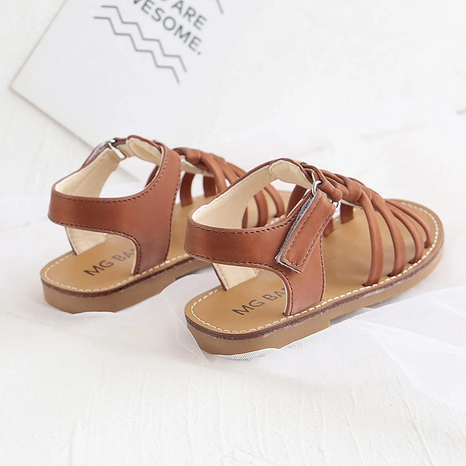 Little Girls Black Slides Baby Children Shoes Sandals Crossed Toddler Strap Leather Girls Girl's Bedroom with