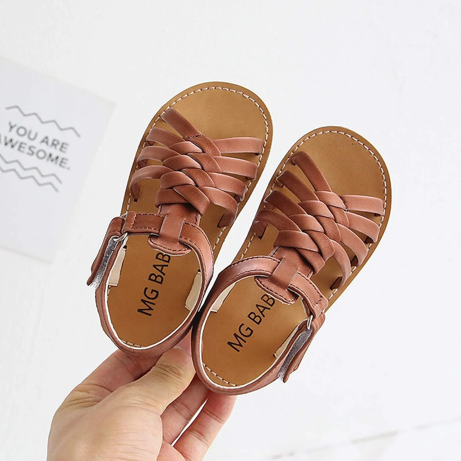Little Girls Black Slides Baby Children Shoes Sandals Crossed Toddler Strap Leather Girls Girl's Bedroom with