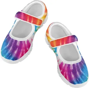 Little Girls Tie Dye Rainbow Mary Janes Shoes Ballet Flats Dress Shoe School Party Walking Shoes