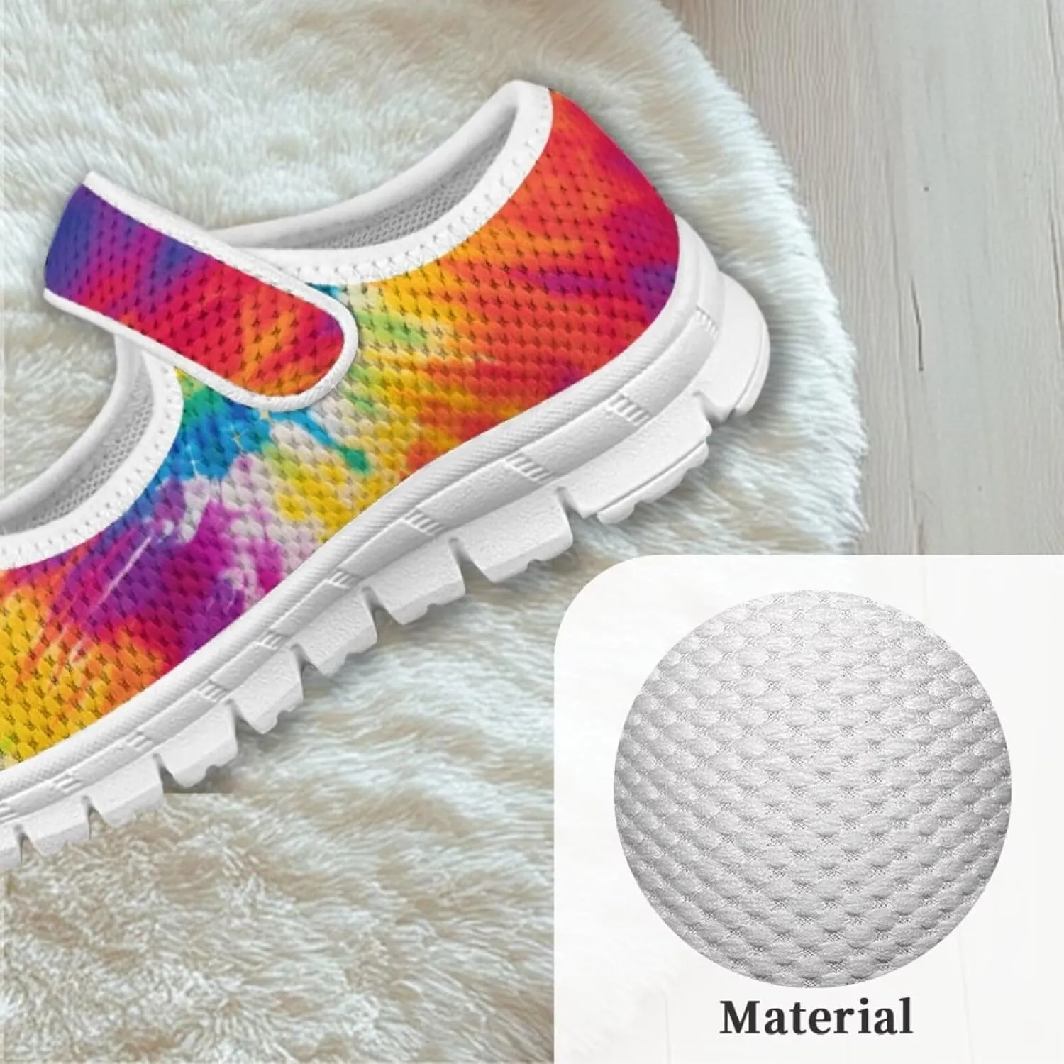 Little Girls Tie Dye Rainbow Mary Janes Shoes Ballet Flats Dress Shoe School Party Walking Shoes