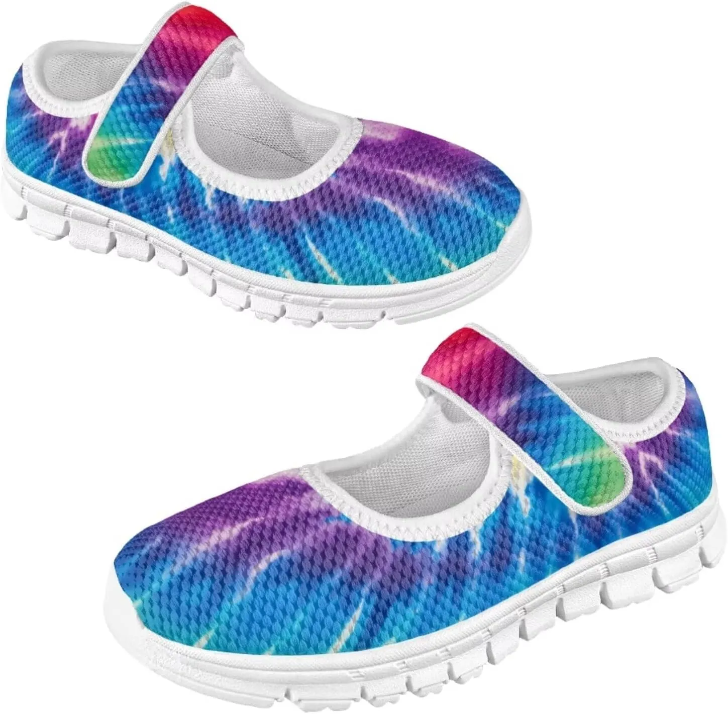 Little Girls Tie Dye Rainbow Mary Janes Shoes Ballet Flats Dress Shoe School Party Walking Shoes