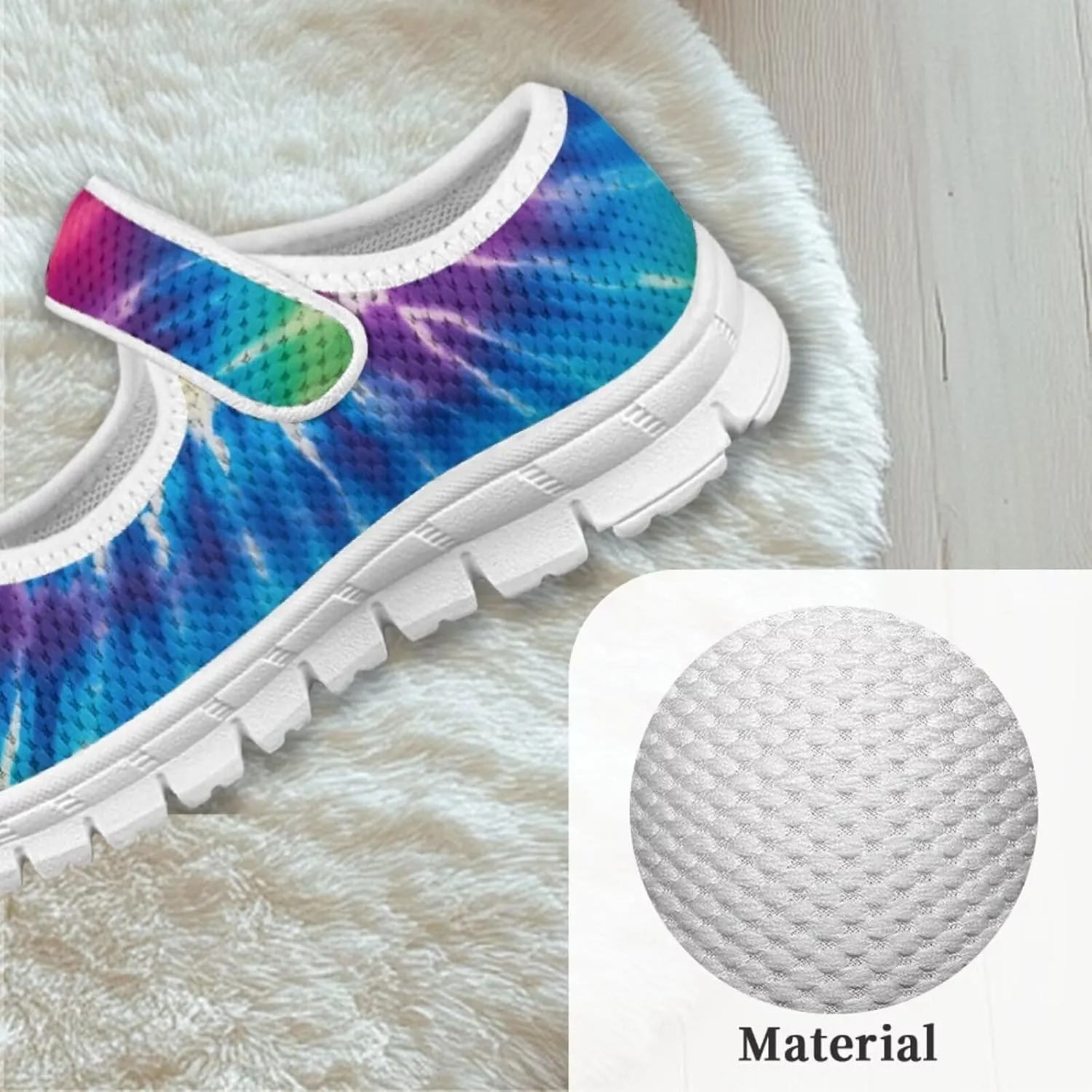 Little Girls Tie Dye Rainbow Mary Janes Shoes Ballet Flats Dress Shoe School Party Walking Shoes