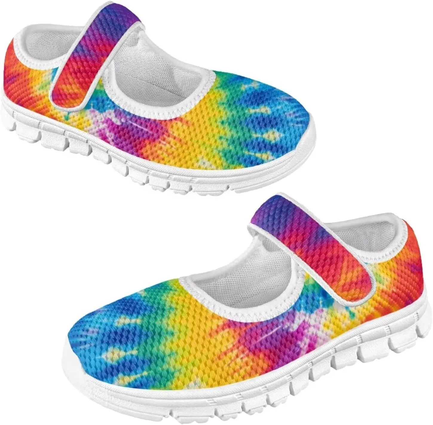 Little Girls Tie Dye Rainbow Mary Janes Shoes Ballet Flats Dress Shoe School Party Walking Shoes