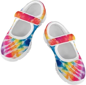 Little Girls Tie Dye Rainbow Mary Janes Shoes Ballet Flats Dress Shoe School Party Walking Shoes
