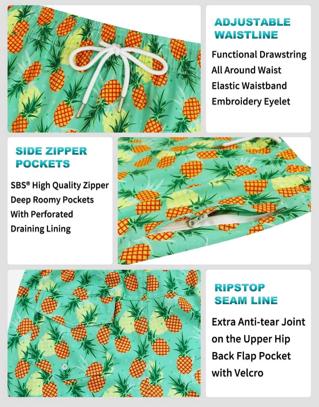 LUCOWEE Mens Swim Trunks Comfortable Compression Liner Swim Shorts Zipper Pockets Quick Dry 7" Inseam Bathing Suit Swimsuits