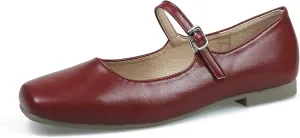 Mary Jane Flats for Women Buckle Ballet Flats Classy Dressy Comfortable Square Toe Slip on Flats Women's Soft Work Casual Dress Shoes