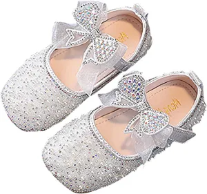 Mary Jane Shoes for Girls Sparkle Glitter Ballerina Flats Wedding Flower Bridesmaids Princess Shoes for Kids Toddler