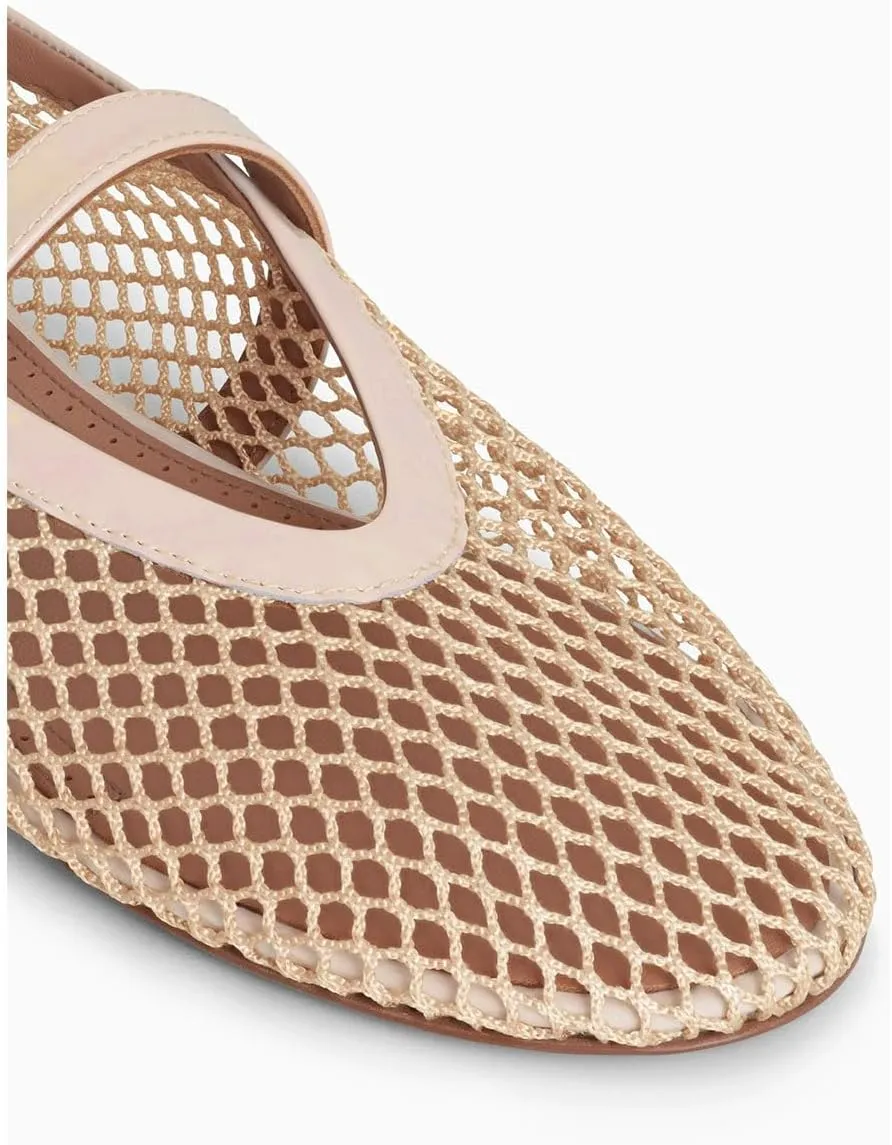 MeiLuSi Ballet Flats for Women, Mary Janes Flats Metal Buckle Strap Mesh Perforated Mary Jane Comfortable Ballerina Flat Shoes