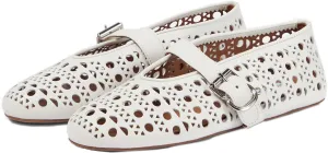 MeiLuSi Ballet Flats for Women, Mary Janes Flats Metal Buckle Strap Mesh Perforated Mary Jane Comfortable Ballerina Flat Shoes