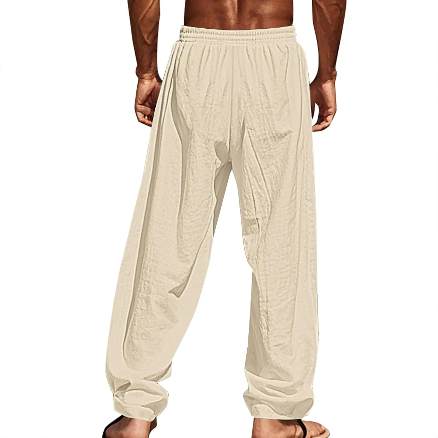 Men Graphic Pants Sea Sun Beach Palm Tree Print Pants Summer Lightweight Vacation Casual Slacks Drawstring Trousers