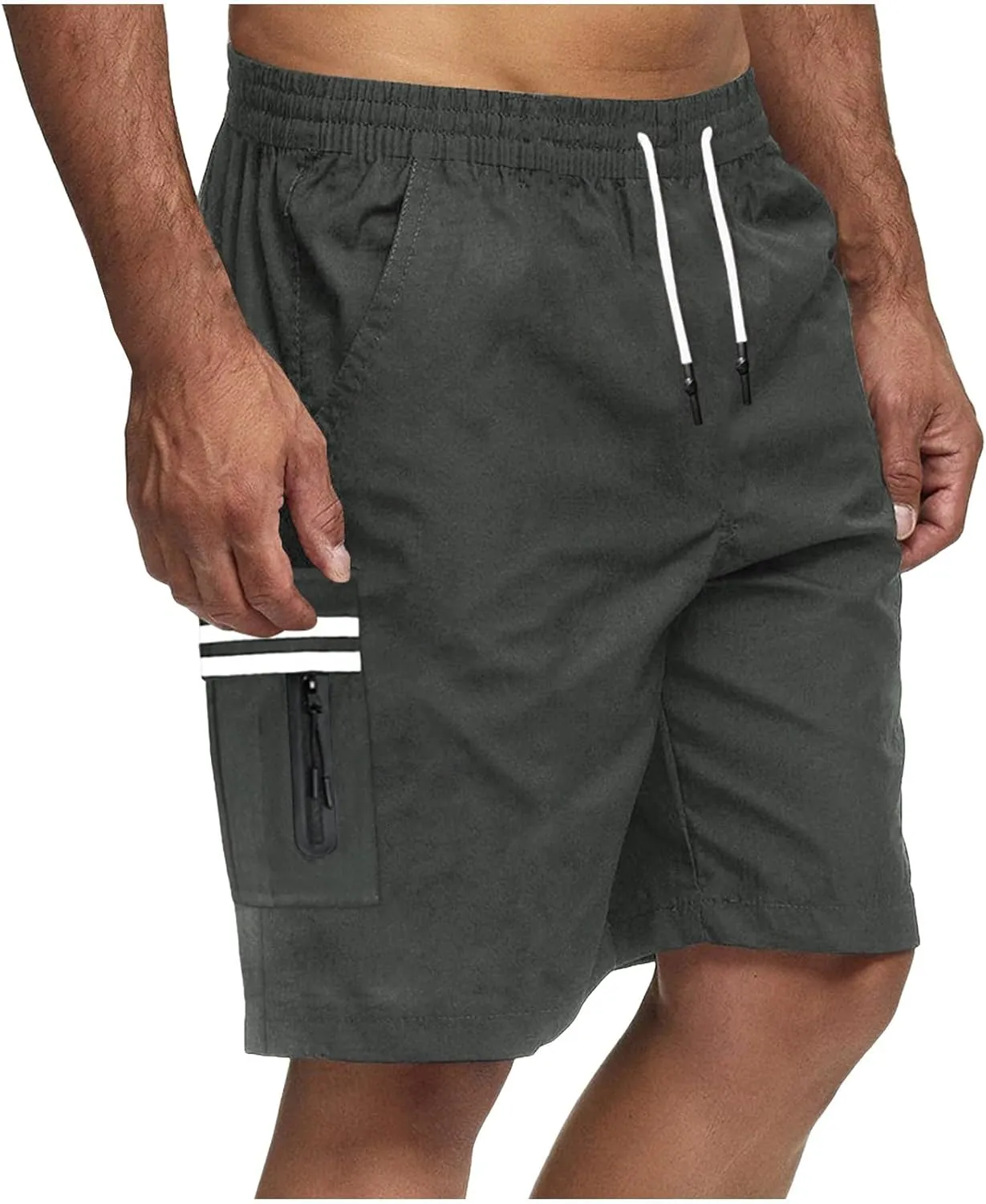 Mens Cargo Pants Baggy Casual Twill Hiking Work Shorts Summer Lightweight Workout Shorts Drawstring Short Pants