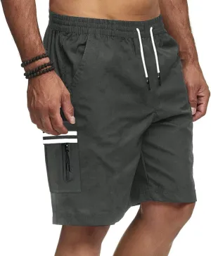 Mens Cargo Pants Baggy Casual Twill Hiking Work Shorts Summer Lightweight Workout Shorts Drawstring Short Pants