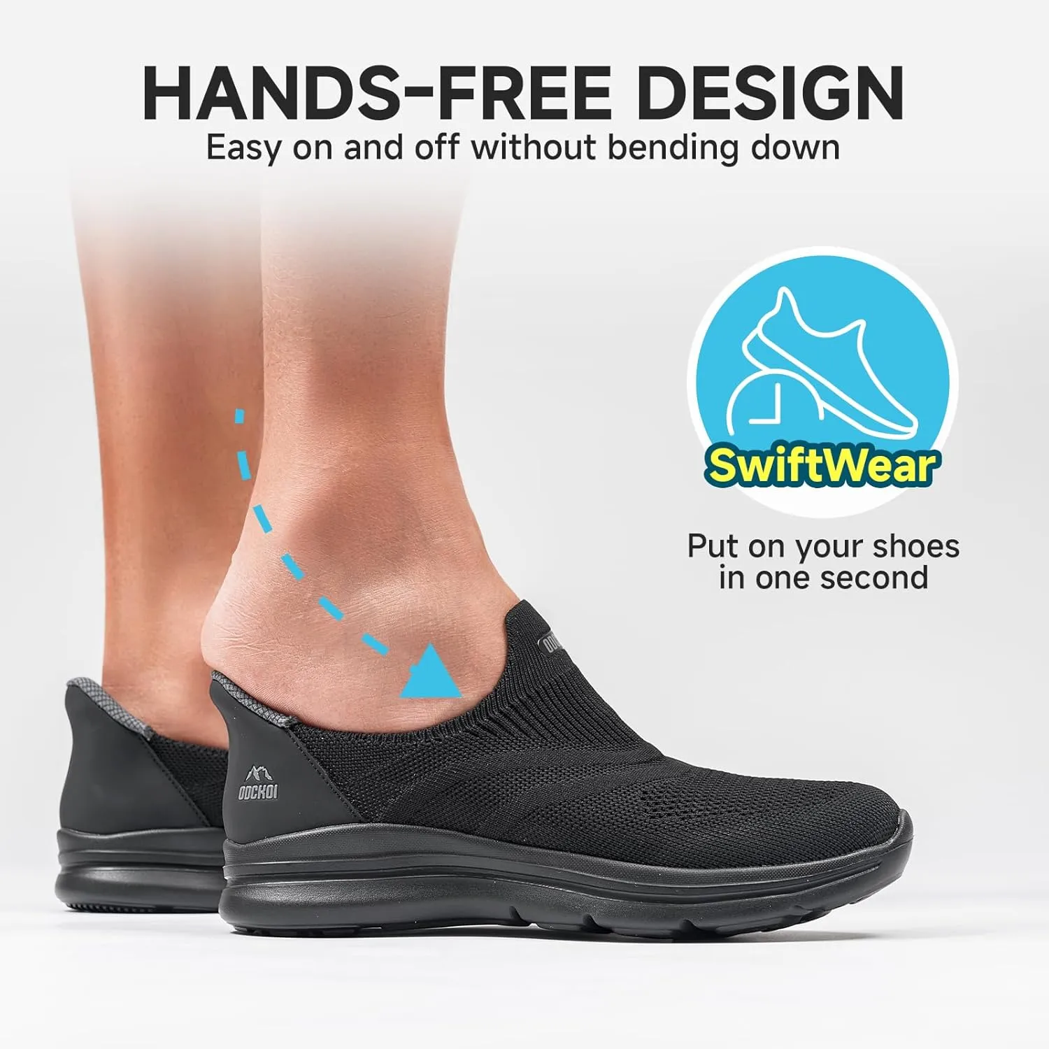 Men's Hands-Free Slip On Sneakers | Laceless Walking Shoes for Gym/Travel/Office