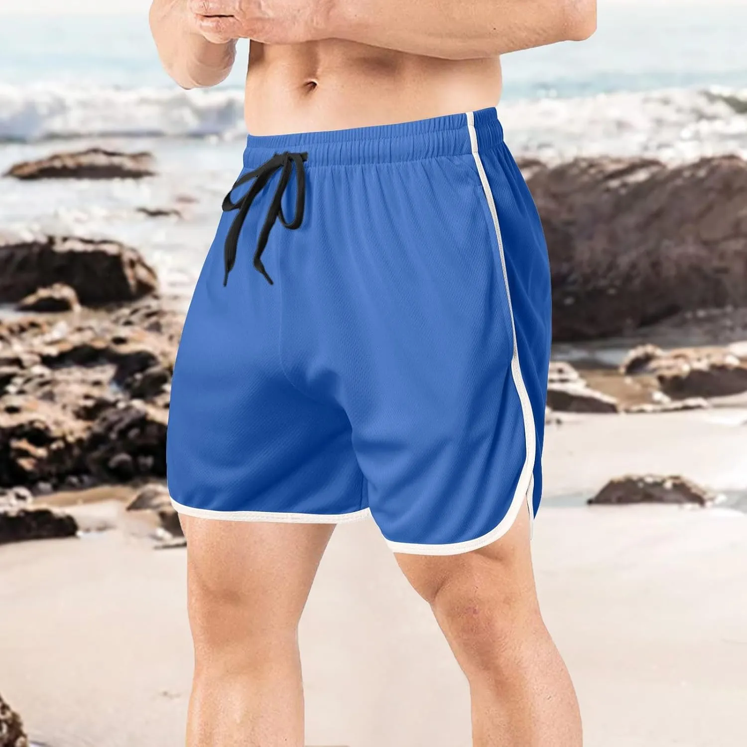 Men's Mesh Gym Shorts with Pockets Performance for Workouts Basketball Shorts Casual Elastic Running Shorts
