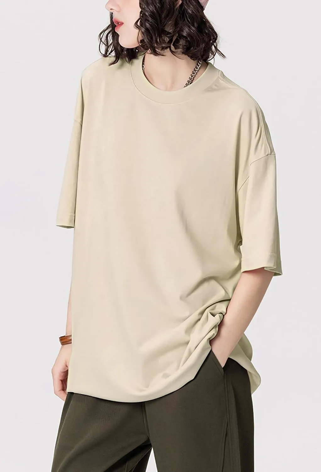 Mens Oversized T Shirts Short Sleeve Cotton Tshirts Heavyweight Streetwear Shirts Crewneck Workout Tees Tops
