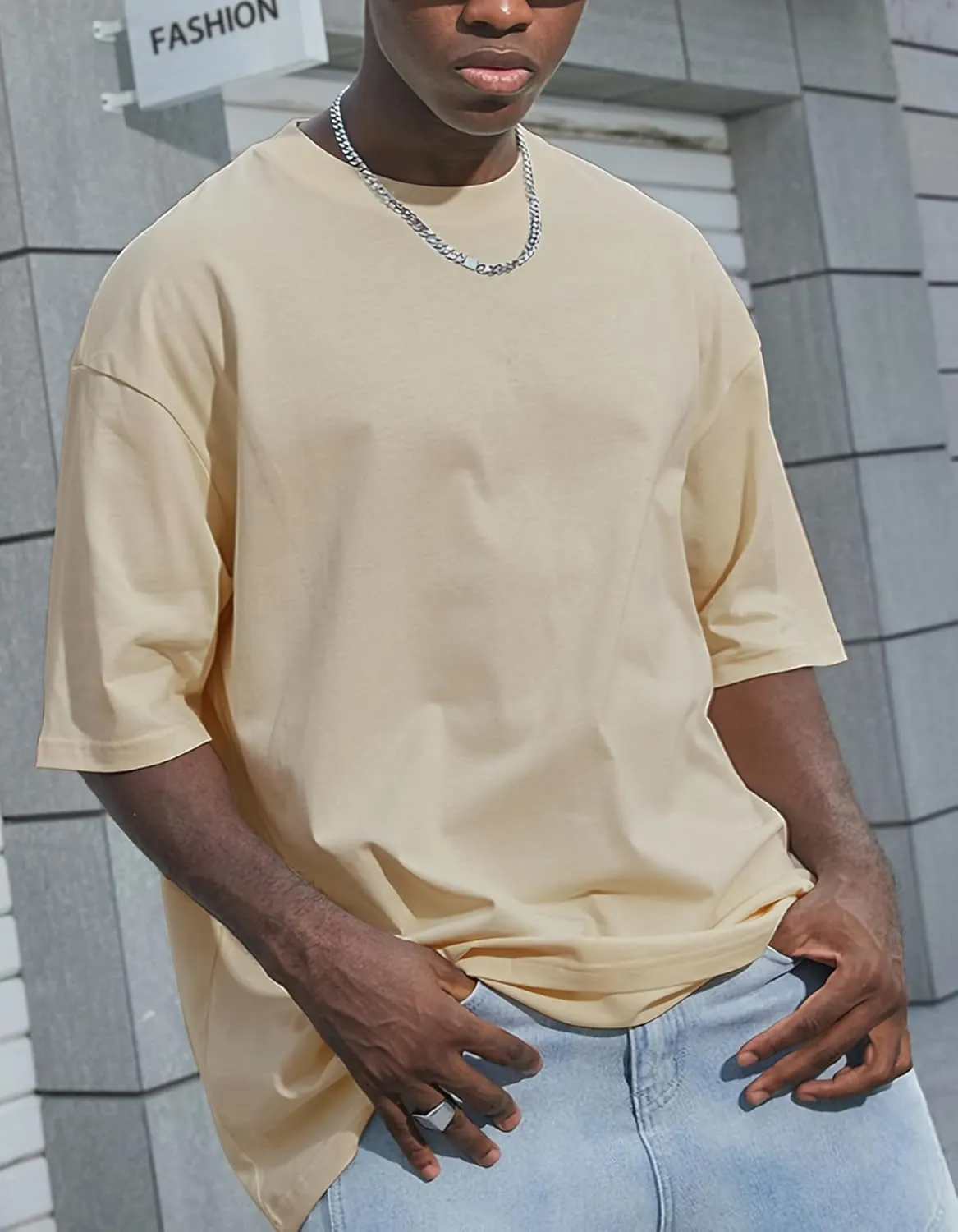 Mens Oversized T Shirts Short Sleeve Cotton Tshirts Heavyweight Streetwear Shirts Crewneck Workout Tees Tops