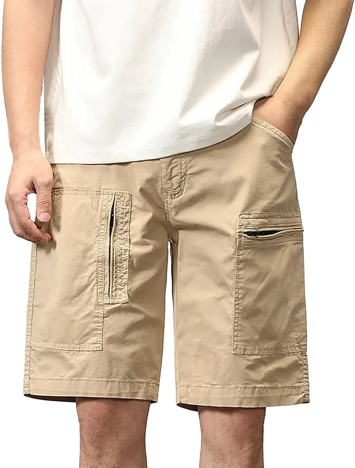 Mens Shorts Casual Cargo, Men's Athletic Gym Shorts Loose Comfort Stretch Straight Leg Chino Shorts Pants