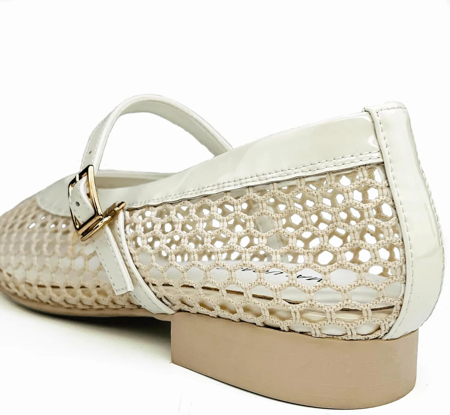 Mesh Flats for Women Ballet Mary Jane Flats Buckle Strap Comfy Casual Office Daily Fishnet Ballerina Flat Sandals Women Shoes Dressy Summer, Black