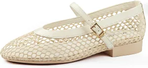 Mesh Flats for Women Ballet Mary Jane Flats Buckle Strap Comfy Casual Office Daily Fishnet Ballerina Flat Sandals Women Shoes Dressy Summer, Black