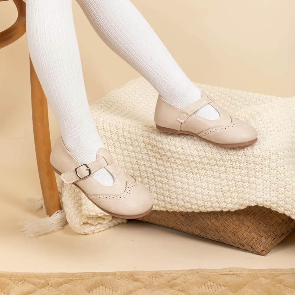 Miamooi Toddler Girl Mary Jane Flats Girls Dress Shoes for Party Wedding School Uniform Shoes Soft Cute Non-Slip Flat for Walking