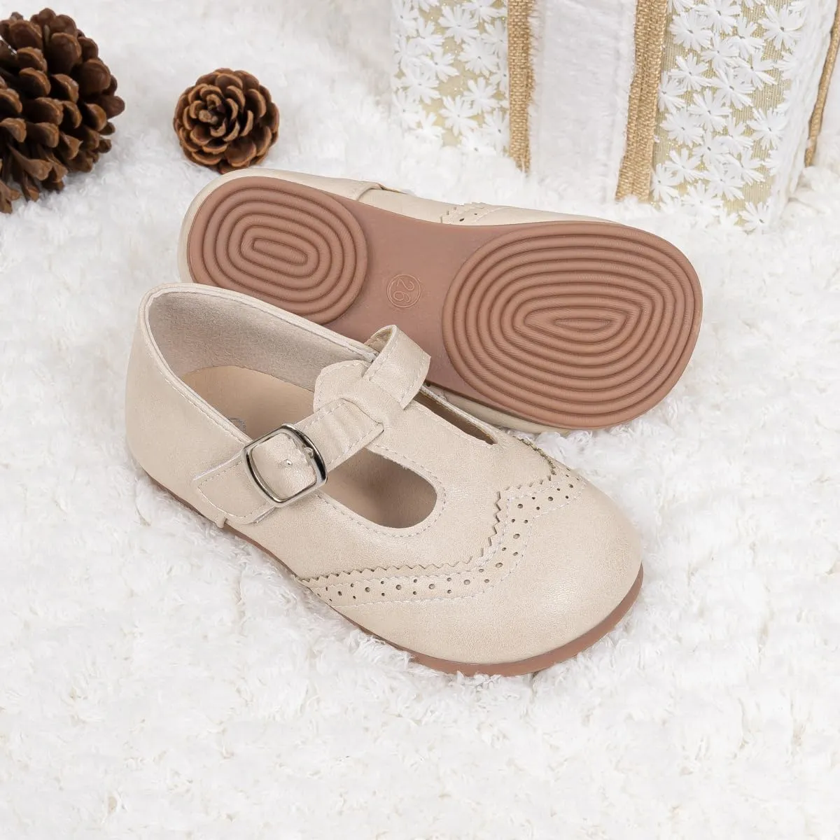 Miamooi Toddler Girl Mary Jane Flats Girls Dress Shoes for Party Wedding School Uniform Shoes Soft Cute Non-Slip Flat for Walking