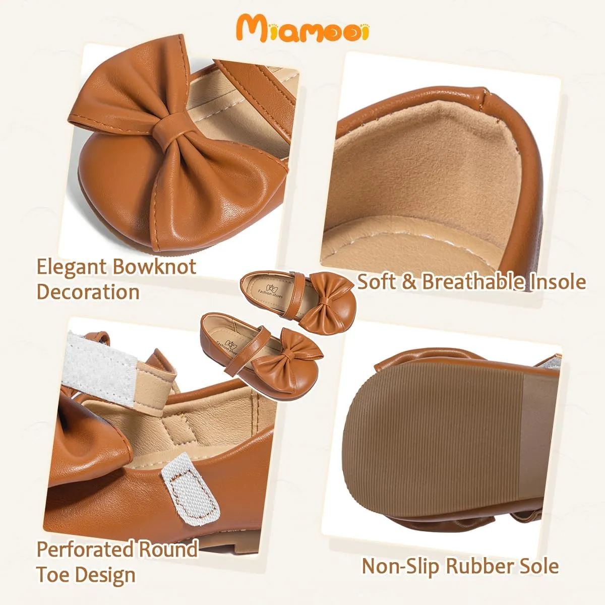 Miamooi Toddler Girl Mary Jane Flats Girls Dress Shoes for Party Wedding School Uniform Shoes Soft Cute Non-Slip Flat for Walking